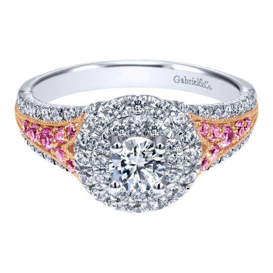 Gabriel - 14K White-Rose Gold Round Complete Diamond Engagement Ring