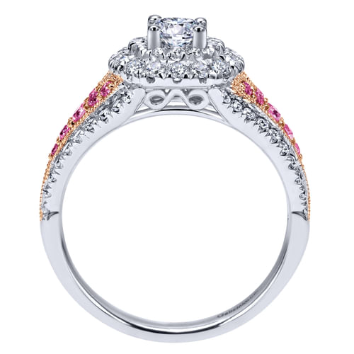14K White-Rose Gold Round Complete Diamond Engagement Ring