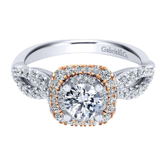 Gabriel - 14K White-Rose Gold Round Complete Diamond Engagement Ring
