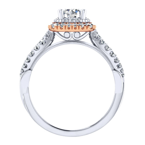 14K White-Rose Gold Round Complete Diamond Engagement Ring