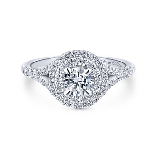 14K White-Rose Gold Round Complete Diamond Engagement Ring