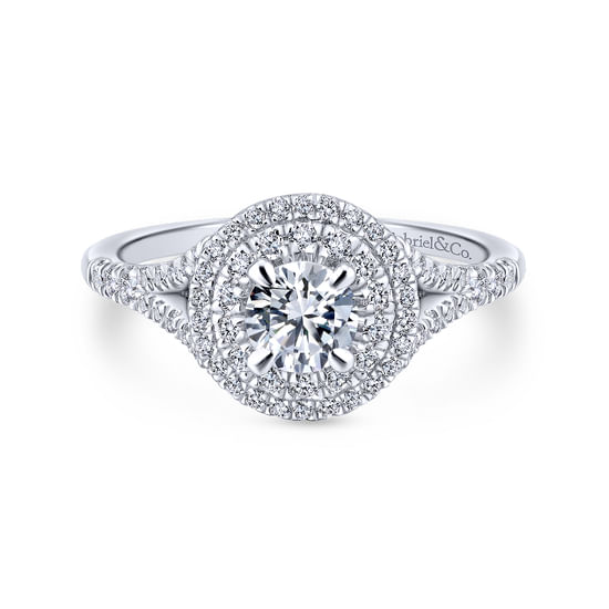 Gabriel - 14K White-Rose Gold Round Complete Diamond Engagement Ring