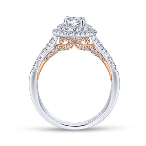 14K White-Rose Gold Round Complete Diamond Engagement Ring
