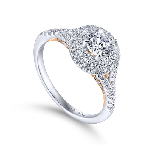 14K White-Rose Gold Round Complete Diamond Engagement Ring