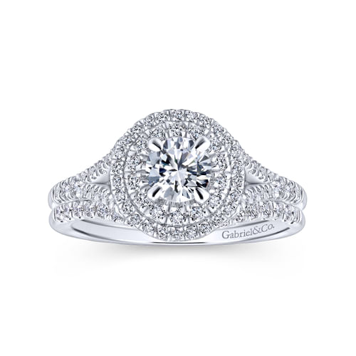14K White-Rose Gold Round Complete Diamond Engagement Ring