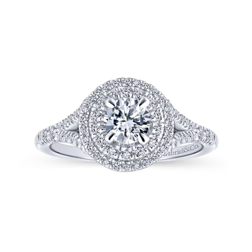 14K White-Rose Gold Round Complete Diamond Engagement Ring