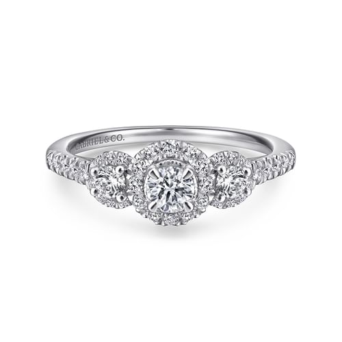 14K White-Rose Gold Round Complete Diamond Engagement Ring