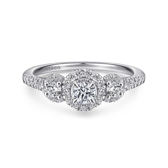 Gabriel - 14K White-Rose Gold Round Complete Diamond Engagement Ring