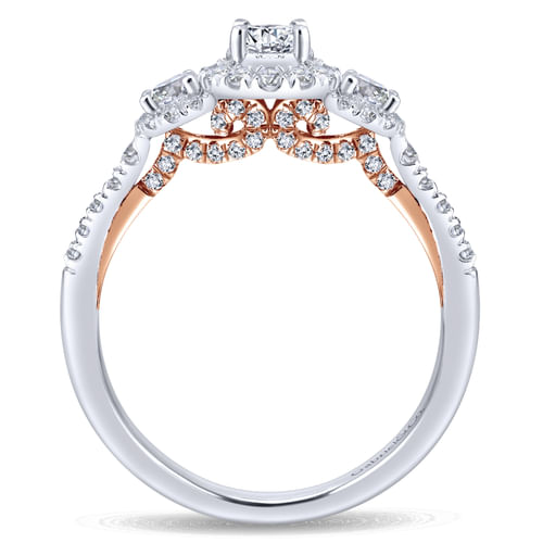 14K White-Rose Gold Round Complete Diamond Engagement Ring