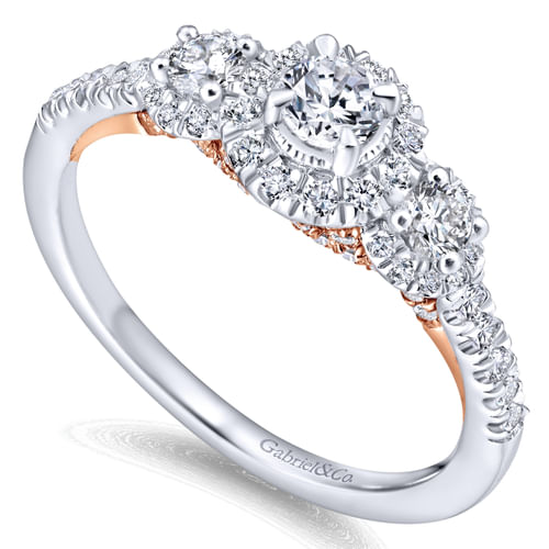 14K White-Rose Gold Round Complete Diamond Engagement Ring
