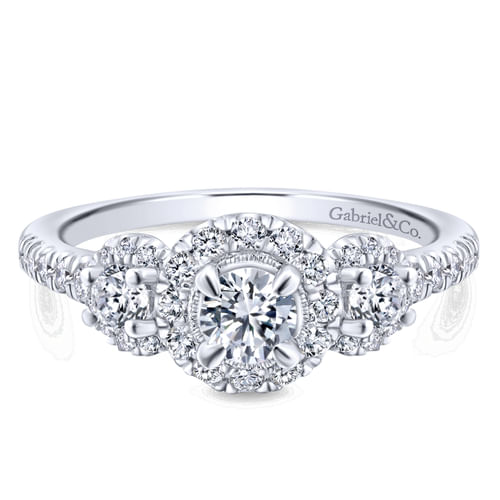 14K White-Rose Gold Round Complete Diamond Engagement Ring