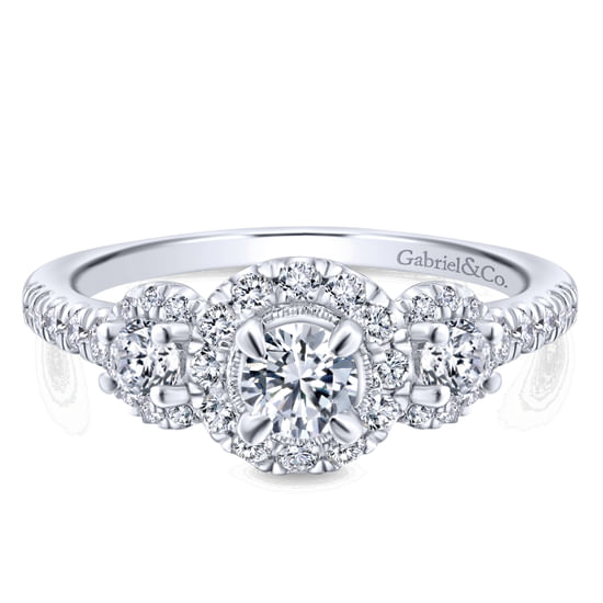 Gabriel - 14K White-Rose Gold Round Complete Diamond Engagement Ring