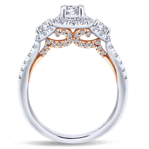 14K White-Rose Gold Round Complete Diamond Engagement Ring