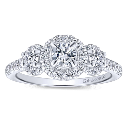 14K White-Rose Gold Round Complete Diamond Engagement Ring