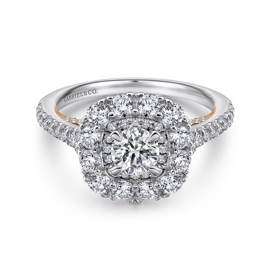 Gabriel - 14K White-Rose Gold Round Complete Diamond Engagement Ring