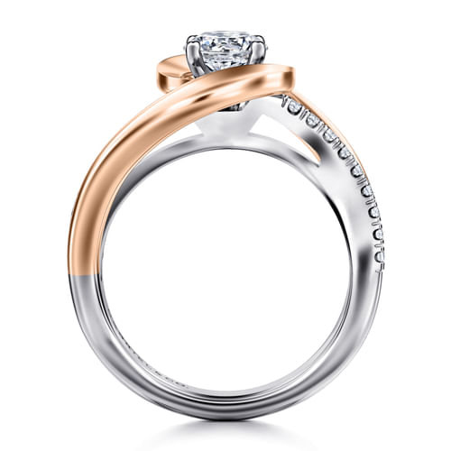 14K White-Rose Gold Round Diamond Bypass Engagement Ring