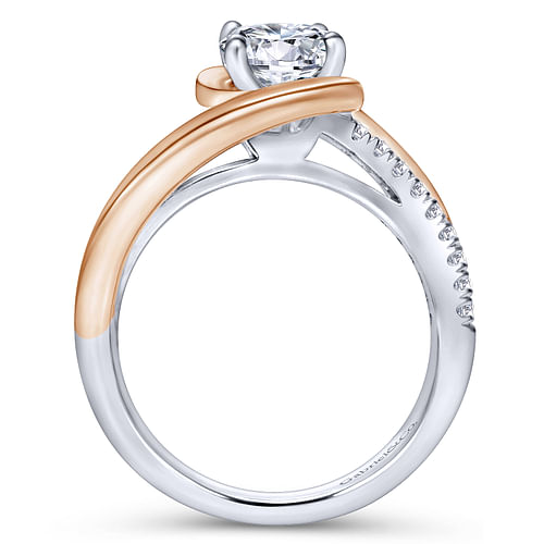 14K White-Rose Gold Round Diamond Bypass Engagement Ring