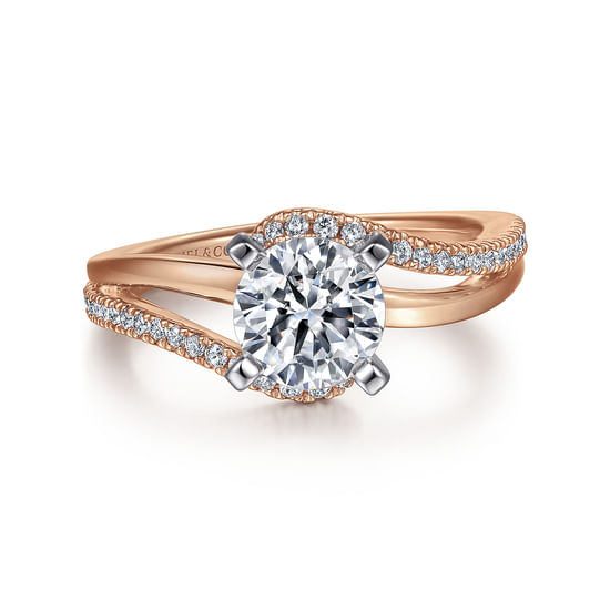 Gabriel - 14K White-Rose Gold Round Diamond Bypass Engagement Ring