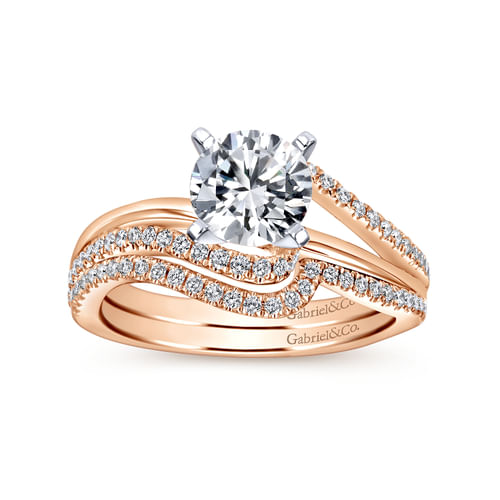 14K White-Rose Gold Round Diamond Bypass Engagement Ring