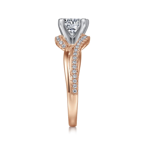 14K White-Rose Gold Round Diamond Bypass Engagement Ring