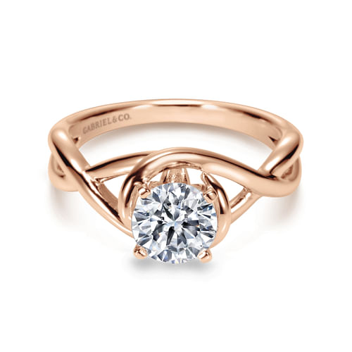 14K White-Rose Gold Round Diamond Bypass Engagement Ring