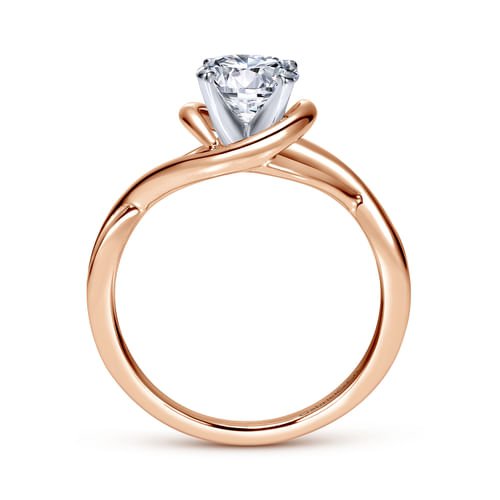 14K White-Rose Gold Round Diamond Bypass Engagement Ring