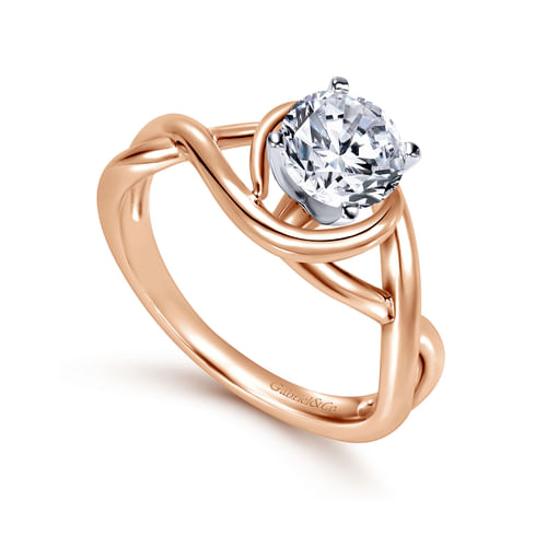 14K White-Rose Gold Round Diamond Bypass Engagement Ring