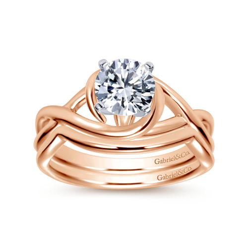 14K White-Rose Gold Round Diamond Bypass Engagement Ring