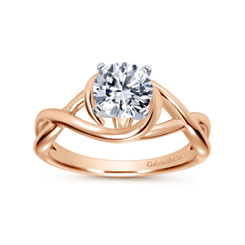 14K White-Rose Gold Round Diamond Bypass Engagement Ring