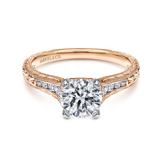 Gabriel - 14K White-Rose Gold Round Diamond Channel Set Engagement Ring