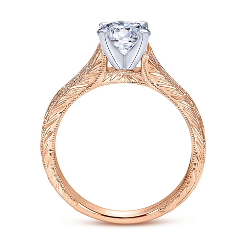 14K White-Rose Gold Round Diamond Channel Set Engagement Ring