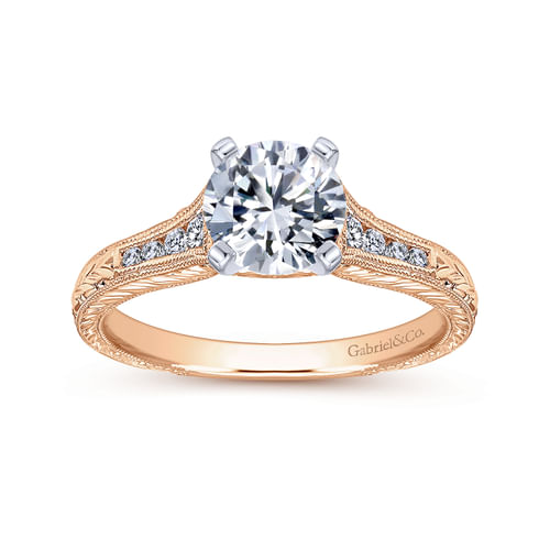 14K White-Rose Gold Round Diamond Channel Set Engagement Ring
