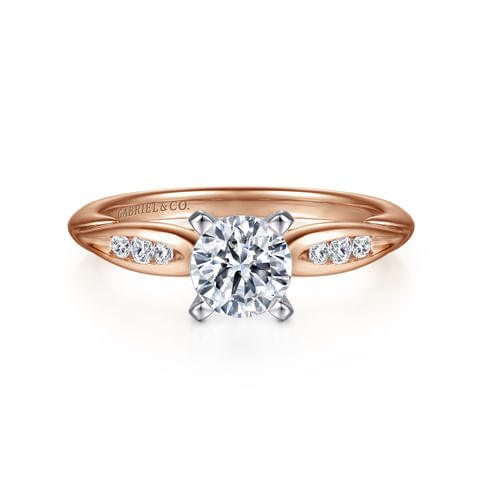 14K White-Rose Gold Round Diamond Channel Set Engagement Ring