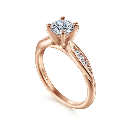 14K White-Rose Gold Round Diamond Channel Set Engagement Ring