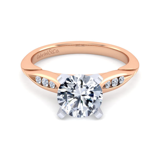 Gabriel - 14K White-Rose Gold Round Diamond Channel Set Engagement Ring