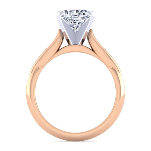 14K White-Rose Gold Round Diamond Channel Set Engagement Ring
