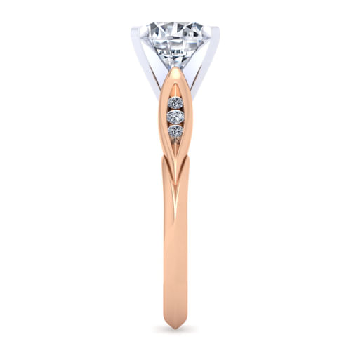 14K White-Rose Gold Round Diamond Channel Set Engagement Ring