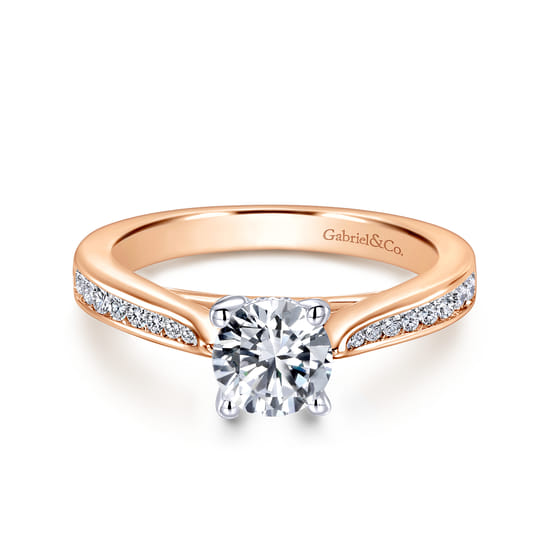 Gabriel - 14K White-Rose Gold Round Diamond Channel Set Engagement Ring