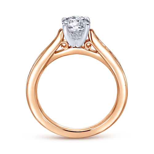 14K White-Rose Gold Round Diamond Channel Set Engagement Ring