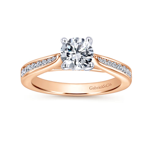 14K White-Rose Gold Round Diamond Channel Set Engagement Ring