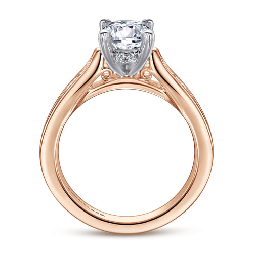 14K White-Rose Gold Round Diamond Channel Set Engagement Ring