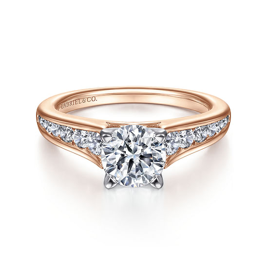 Gabriel - 14K White-Rose Gold Round Diamond Channel Set Engagement Ring