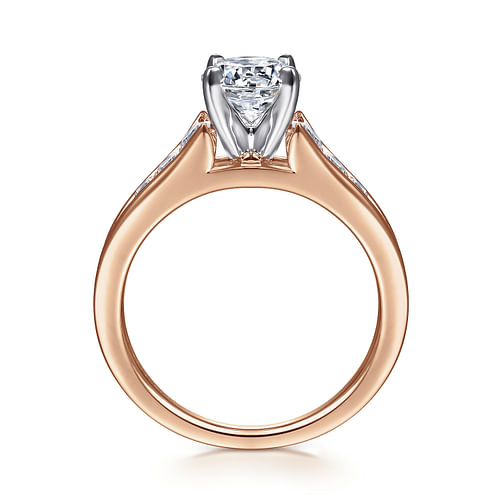 14K White-Rose Gold Round Diamond Channel Set Engagement Ring