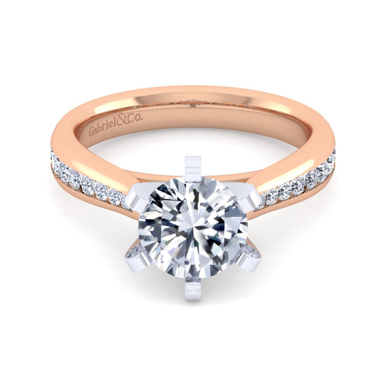 Gabriel - 14K White-Rose Gold Round Diamond Channel Set Engagement Ring