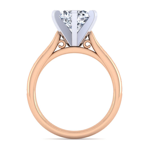 14K White-Rose Gold Round Diamond Channel Set Engagement Ring