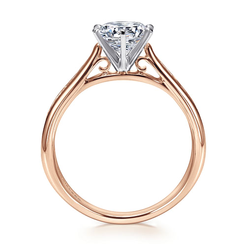 14K White-Rose Gold Round Diamond Channel Set Engagement Ring