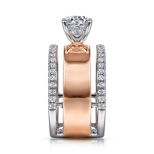 14K White-Rose Gold Round Diamond Engagement Ring 