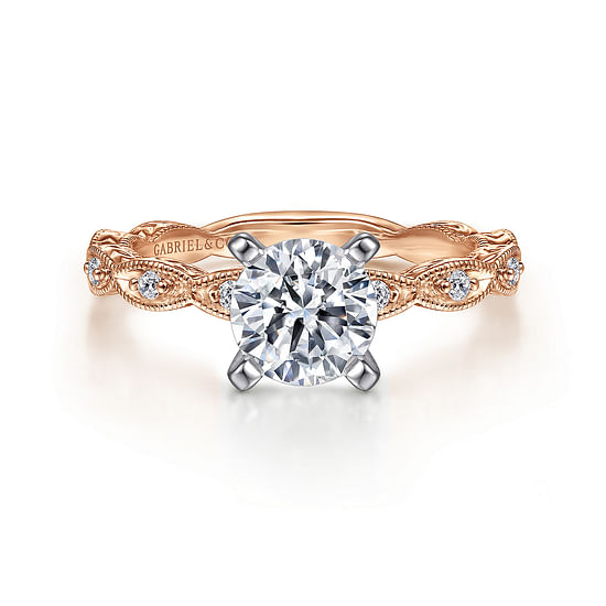 Gabriel - 14K White-Rose Gold Round Diamond Engagement Ring 
