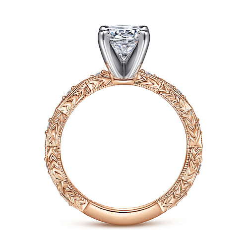 14K White-Rose Gold Round Diamond Engagement Ring 