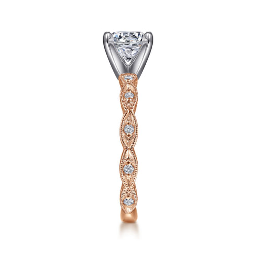 14K White-Rose Gold Round Diamond Engagement Ring 